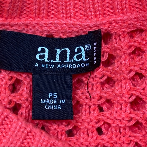 a.n.a. Petite Womens Long Sleeve Crew Neck Open Knit Sweater Size PS Pink - Picture 13 of 15